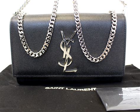 ysl black bag silver chain|ysl black purse gold chain.